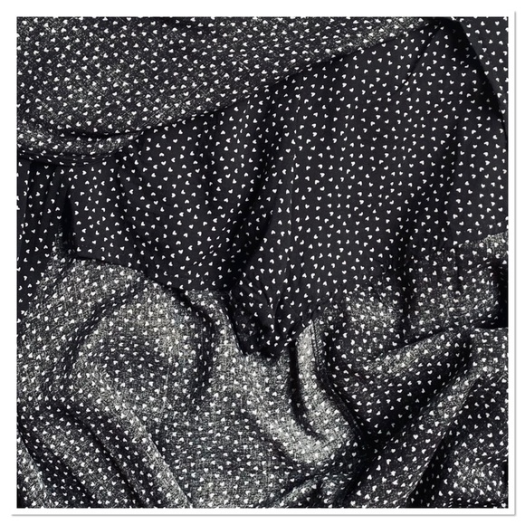 Sirena Off Shoulder Double Slit Dress Black White Heart Print Size Large - Picture 4 of 12